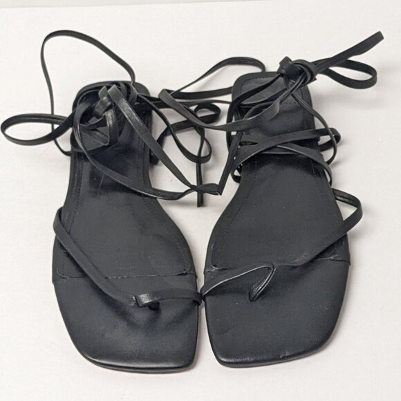 Marc Fisher Mireya Strappy Sandals, Black Leather, Women's 7.5 - Picture 3 of 4